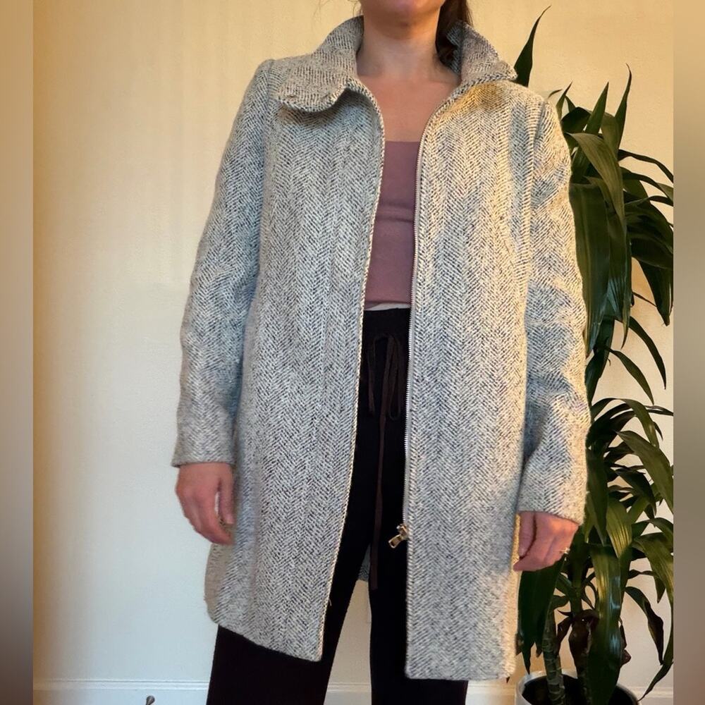 LOFT Women's Cream Herringbone Cape Coat